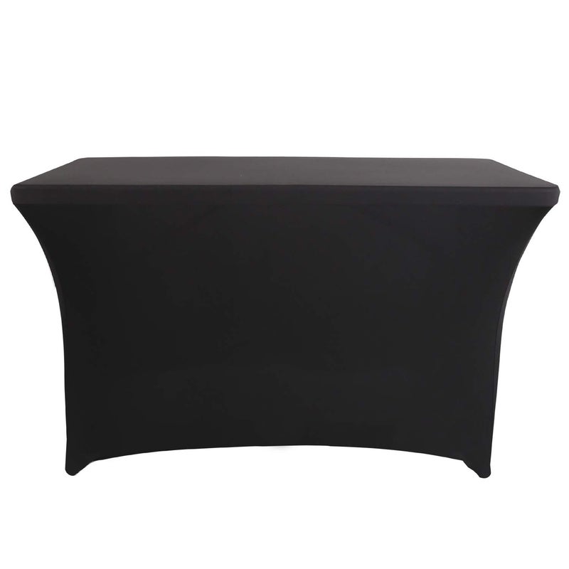 LZY Spandex Fitted Stretch Table Cover for 4ft or 6ft or 8ft Folding Table, Rectangular Cocktail Tablecloth, Perfect for Party or Banquet (4FT Black) - Image 2
